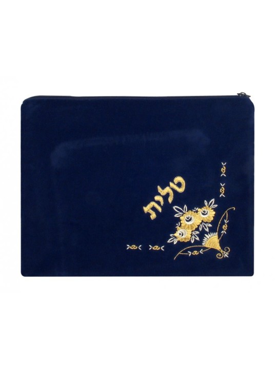 קטיפה כחולה כהה תיקי תפילין טלית פלו... | תיקי טלית ותפילין